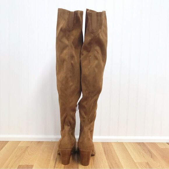 MARC FISHER Brown Suede Over The Knee Boot Chunky Block Heel Western Size‎ 9 New - Picture 5 of 13